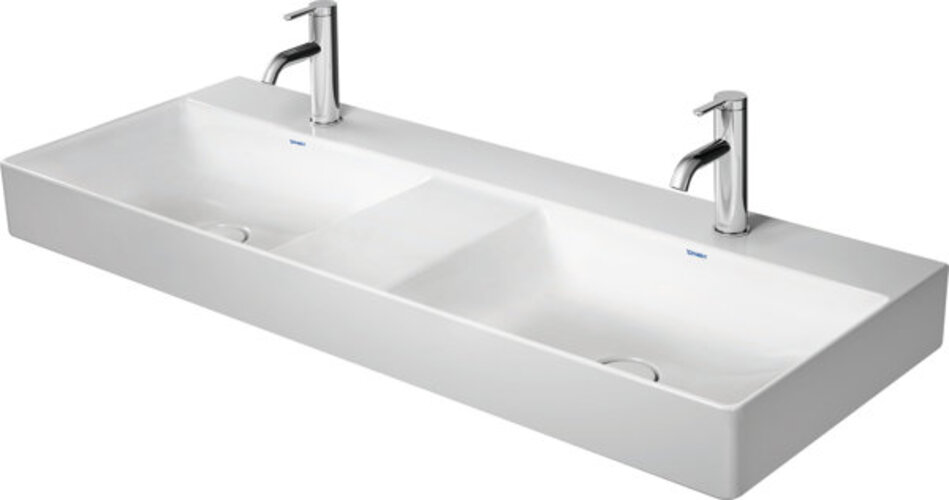 Duravit Durasquare Doppelwaschtisch, 120X47Cm, Ohne Hahnloch, 2 Becken, Ohne Überlauf, Von Unten Glasiert, 2353120070