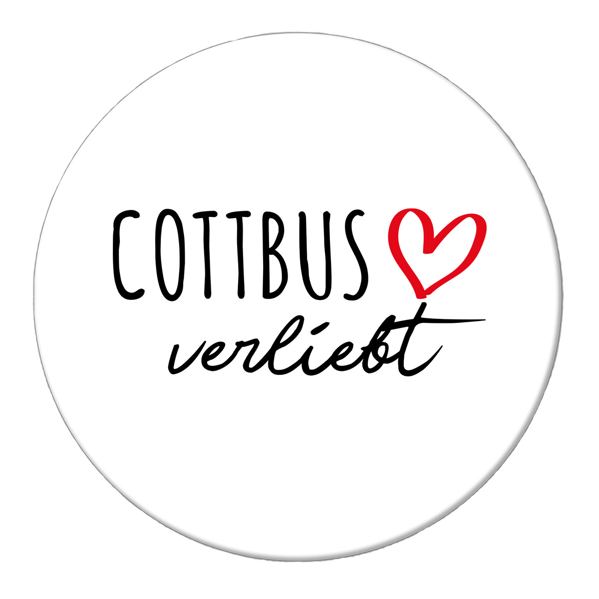 Magnet Cottbus verliebt Kühlschrankmagnet 59mm Geschenkidee Souvenir Präsent Wic
