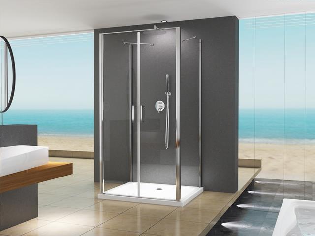 BuyLando U Form Duschkabine Dusche / Duschwand  Nora 100x90x195 cm o. Duschtasse