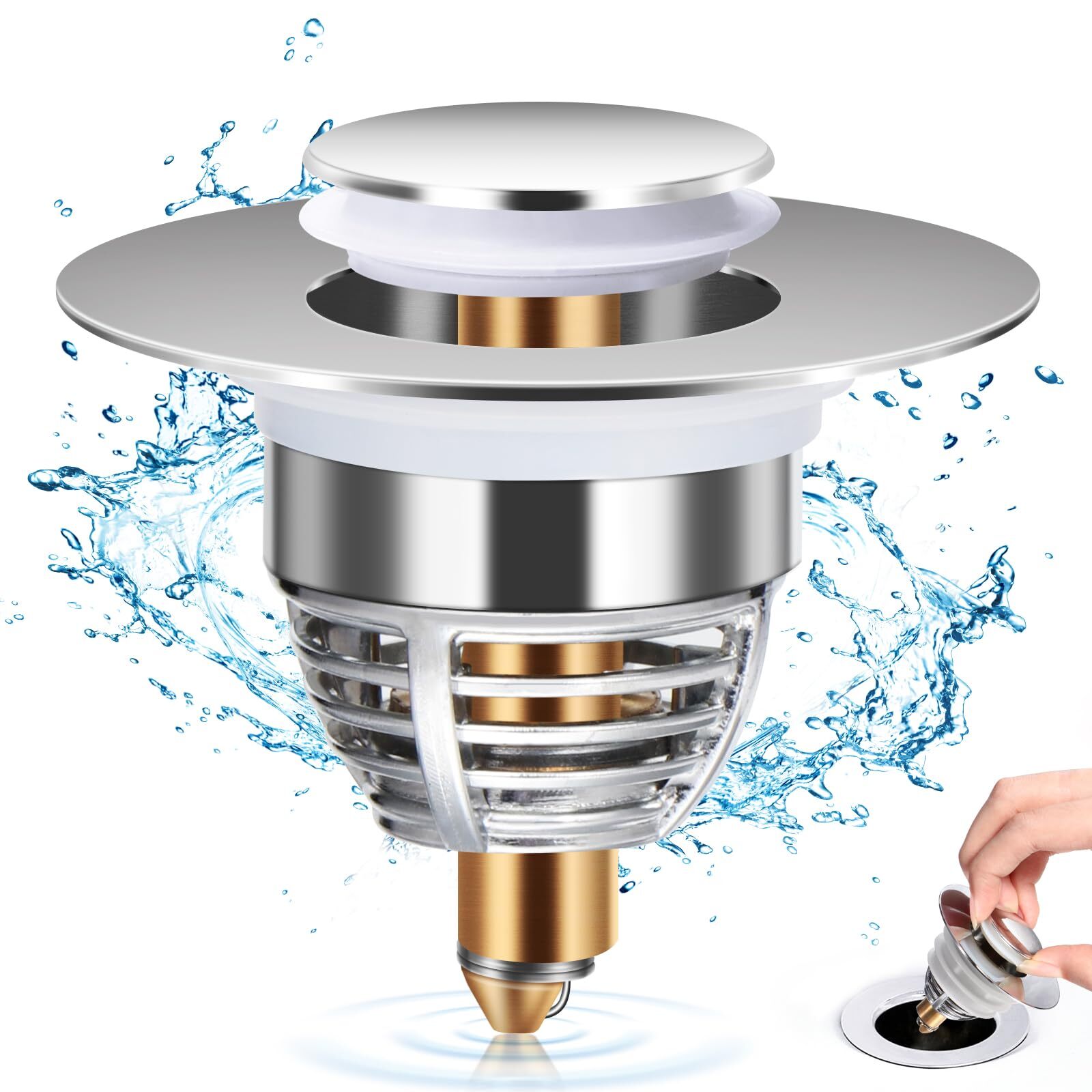 Diboniur Upgraded Bathroom Sink Plug Universal Pop Up Bidet PlugMetal Drain P...