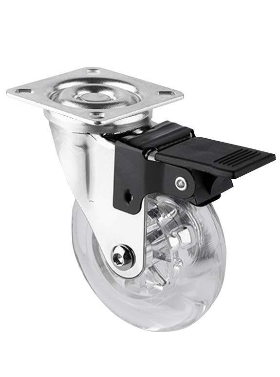 Lenkrolle mit Feststeller 100 mm Polyurethan transparent "Emma Cromo"