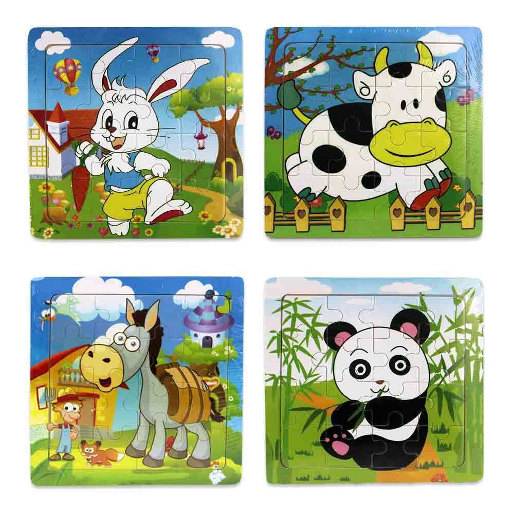 4 Stück Holzpuzzle Tiere 16 Teile - ca. 15 cm Puzzle FSC zertifiziert
