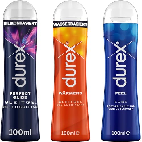 Durex Play Gleitgel Vielseitige Mixpackung Für Frauen & Männer - (Feel, Wärmend & Perfect Glide) Set Mit Gleitmittel Auf Wasserbasis Für Sex & Kondome