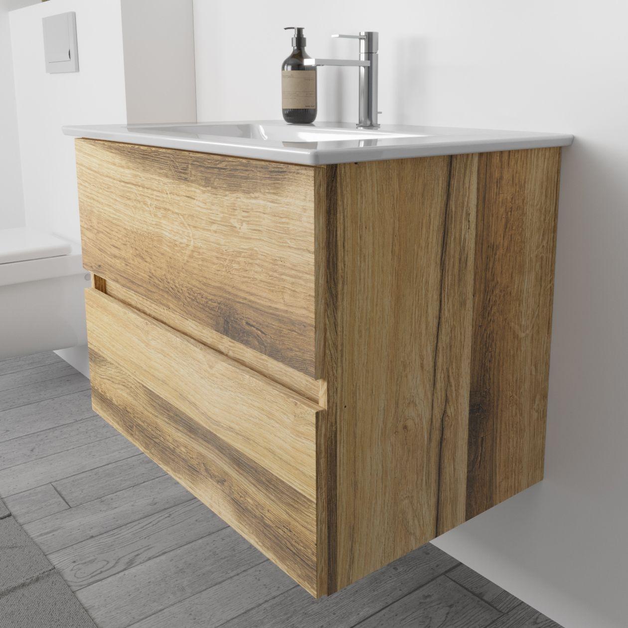Megabad Profi Collection Lodge Waschtischunterschrank 76 cm mit 2 Auszügen für Waschtisch Villeroy & Boch Venticello