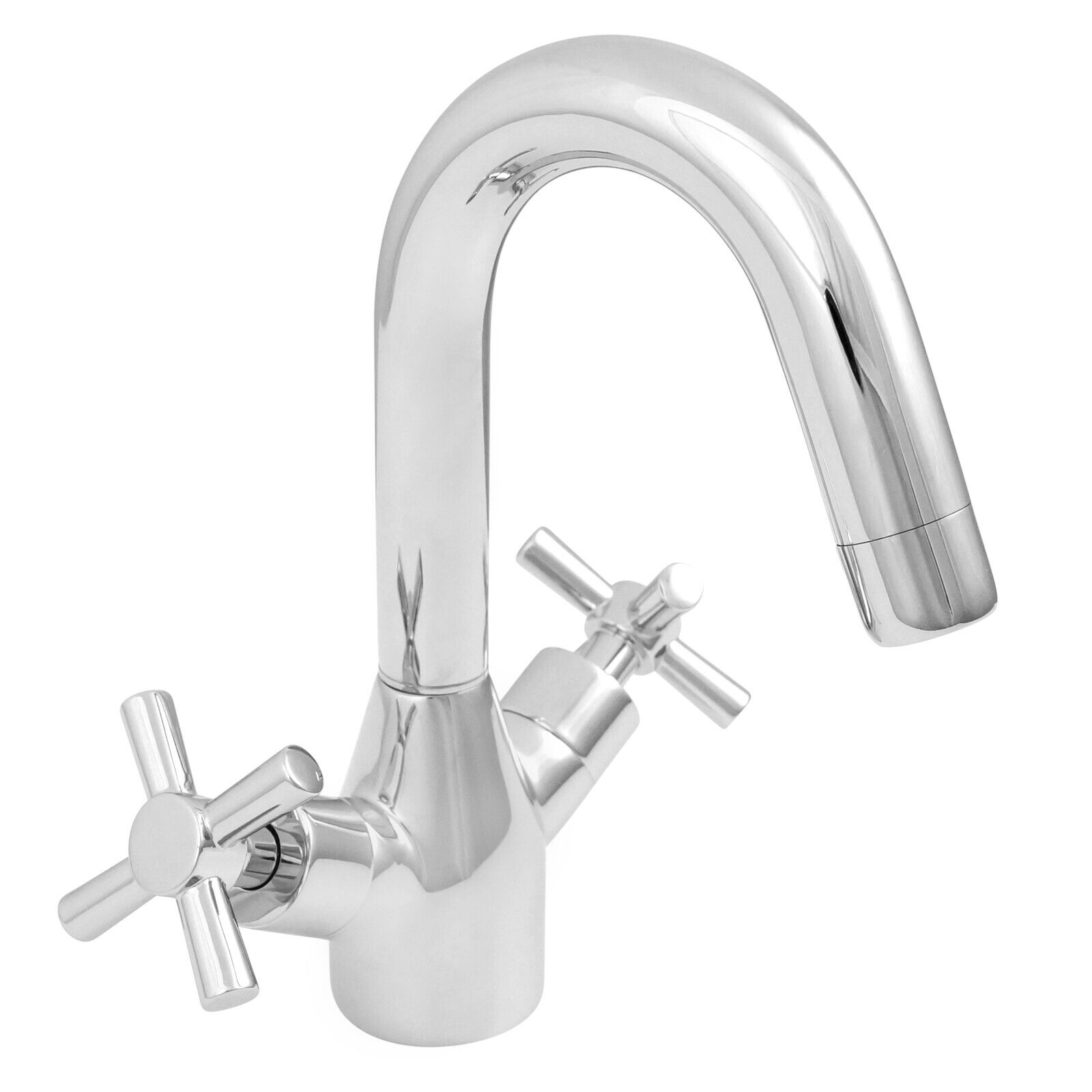 Waschtisch Armatur Wasserhahn Kreuzgriffe Waschtisch Messing verchromt WT-70W4