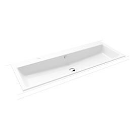 Kaldewei Puro Einbauwaschtisch 907106043001 120x46x1,4cm, mit Überlauf, 2x1 Hahnloch, weiß Perl-Effekt