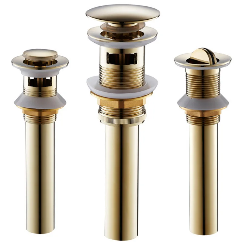Goldene Kupfer Bad Toilette Vanity Vessel Sink Drains, Pop Up Abfluss Stopper, Flip-Top, Kanalisation Rohr