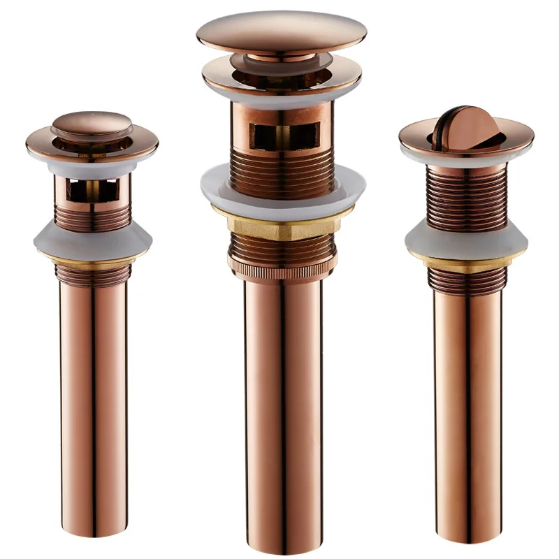 Rose Gold Kupfer Bad Toilette Vanity Vessel Sink Drains, Pop Up Abfluss Stopper, Flip-Top, Kanalisation Rohr