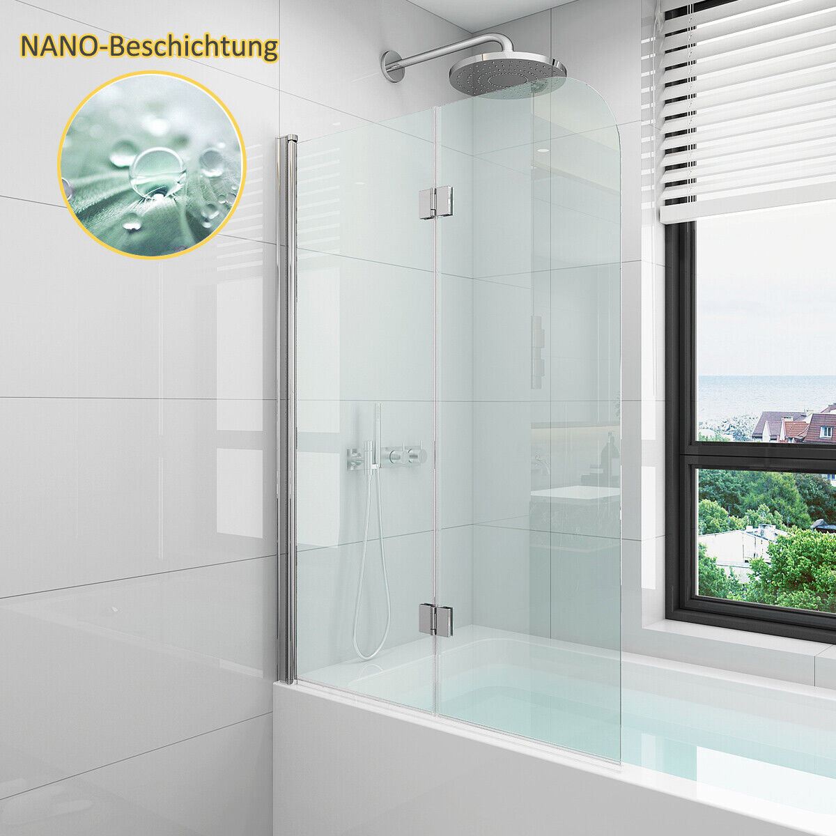 Duschwand Für Badewanne Faltbar Glas Badewannenaufsatz Badewannenfaltwand Nano