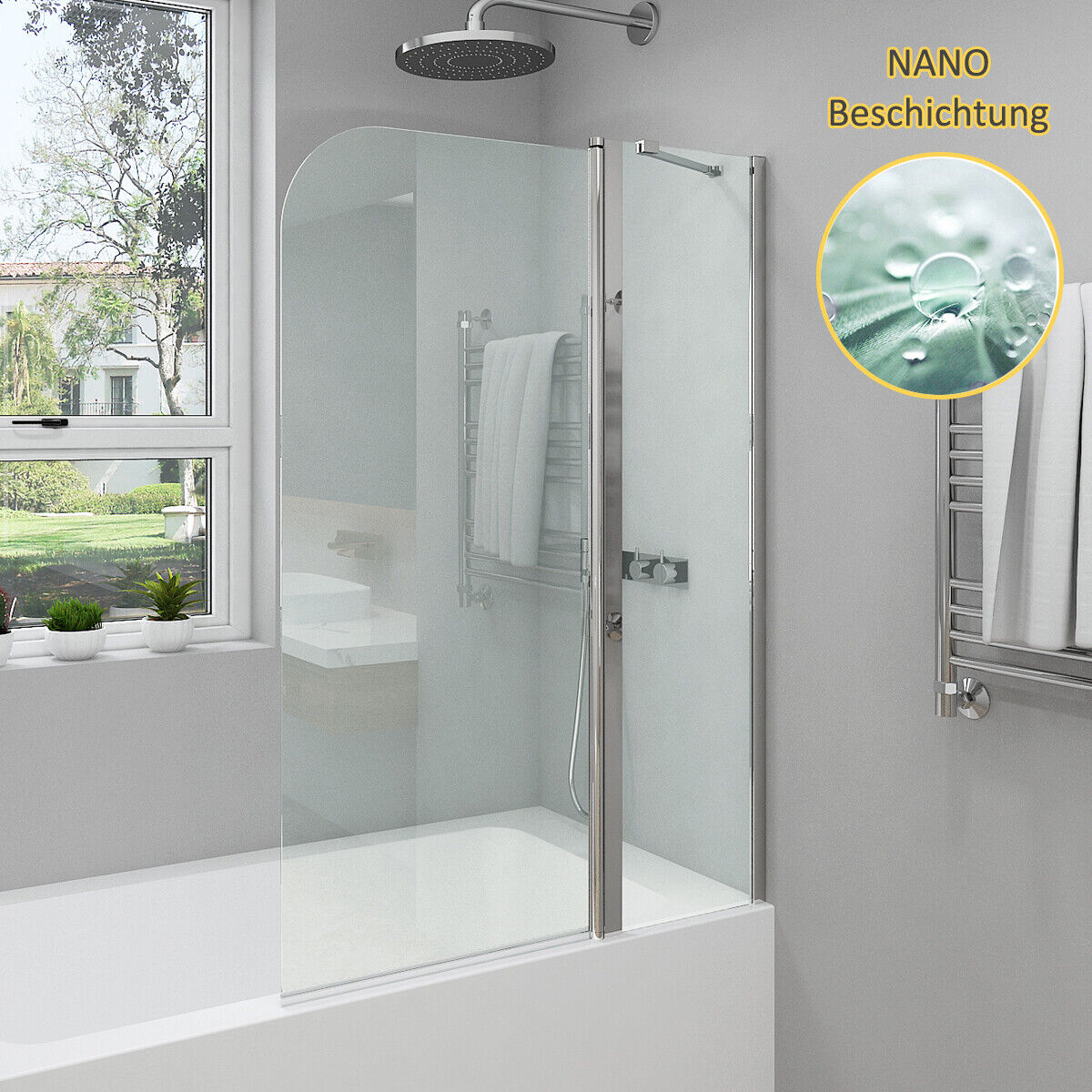 Duschwand Für Badewanne Faltbar Glas Badewannenaufsatz Badewannenfaltwand Nano