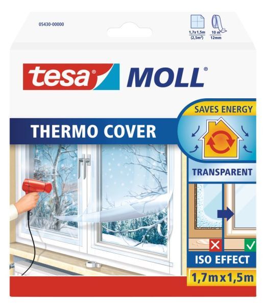 Tesa Moll Fensterfolie Isolierfolie Thermo Cover Transparent, 1,7 X 1,5 M