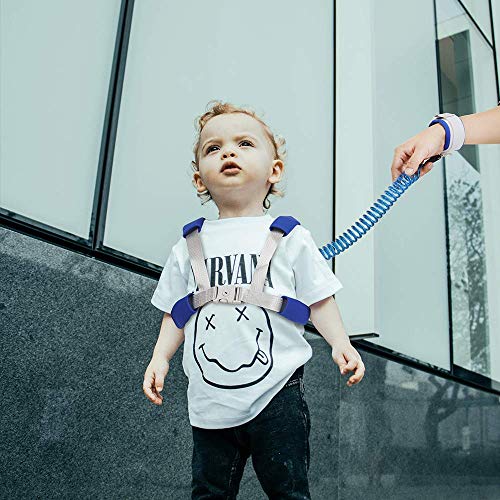 Felly Kinder Sicherheitsleine, Anti-Verloren Gürtel- 1.5M Anti Lost Wrist Link-Sicherheitsleinen Reisen Mit Kindern Set【2 In 1 Upgraded】Blau