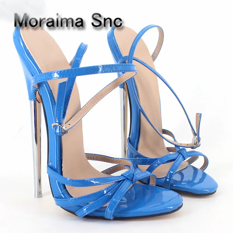 Moraima Snc Marke Damen Sandalen Sommer Tier Drucke Leopard 18 Cm Stiletto Schuhe Metall Extrem High Heels Sandalen Frauen