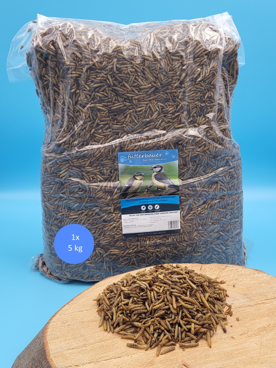 5kg Futterbauer Soldatenfliegenlarven wie Mehlwürmer Vogelfutter, Fischfutter