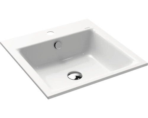 KALDEWEI Einbauwaschbecken Puro 46 cm Stahl-Email mit Hahnloch und Perleffekt we