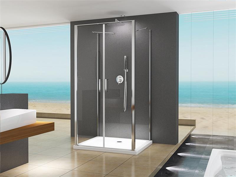 U Form Duschkabine Dusche / Duschwand  Nora 80x90x195 cm ohne Duschtasse