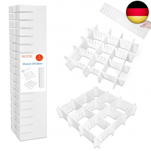 HGYZE Schubladentrenner Verstellbar 9cm Hoch, Schubladenteiler 42cm länge, Weiß