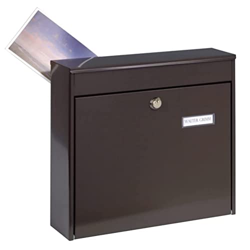 Burg-Wächter Zaun-Briefkasten Ohne Zeitungsfach Mit Namensschild, Verzinkter Stahl, Einwurf-Format Din C4, Inkl. 2 Schlüssel, Potsdam 878 Br, Braun (Ä