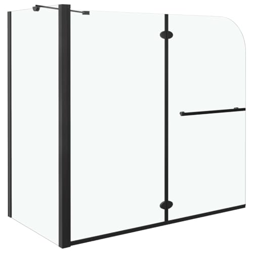 Vidaxl Duschkabine Doppel Faltbar Duschabtrennung Duschwand Dusche Badewannenaufsatz Badewannenfaltwand Für Badewanne Esg 120X68X130Cm Schwarz
