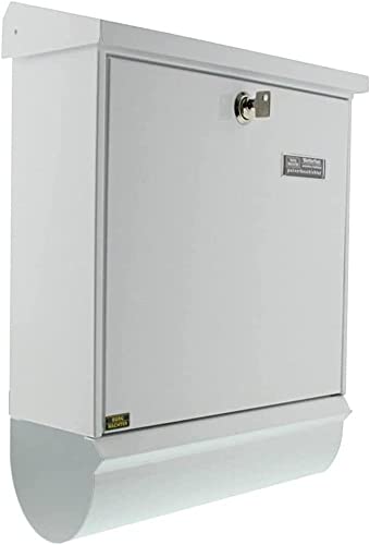 Burg Wächter 32670 Comfort-Set 91300 W Briefkasten Stahlblech Weiß Schlüsselschloss, Weiß, Integriertes Zeitungsfach - Verzinkter Stahl