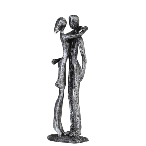 Casablanca Design Deko Skulptur Couple - Liebespaar - Gußeisen - Eisen Brüniert - Antik-Silber - Höhe 18 Cm - Geschenk - Love