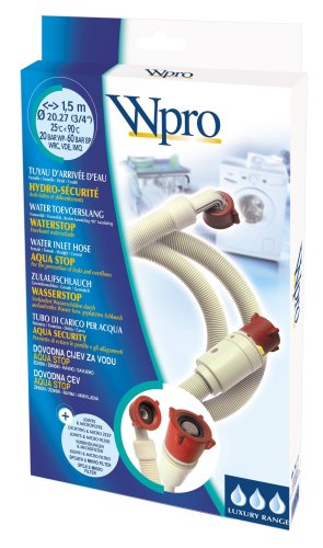 Wpro Taf157 - Waschmaschinenzubehör/ Geschirrspülerzubehör/ Wasserstopp-Zulaufschlauch Luxe (1,5M), Gerade-Gewinkelt, 60Bar/ Aquastop/ Für Waschmaschi