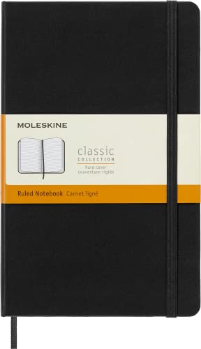 Moleskine - Klassisches Liniertes Notizbuch - Hardcover Mit Elastischem Verschlussband - Farbe Schwarz - Größe Groß 13 X 21 Cm - 208 Seiten