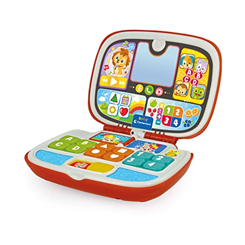 Baby Clementoni - 17677 - Laptop Für Tierfreunde, Interaktives Spiel, 9 Monate, Aktivitätszentrum Und Lerncomputer Für Kinder (Italienische Version)