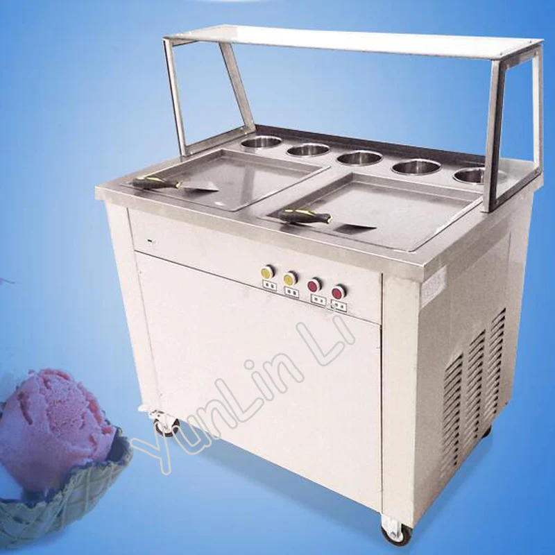 Beweglichen Eis Gebraten Maschine Doppel Töpfe Handels Gebraten Eis Maschine Rolle Eis Eis Braten Maschine Rolle Eis Maker