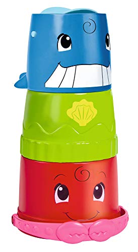 Simba 104010183 - Abc Eimerchen Mit Stapelbecher, Eimer Und Bunte Becher Mit Wasserlauf Und Wasserrad, 3 Teile, 23Cm, Ab 12 Monate