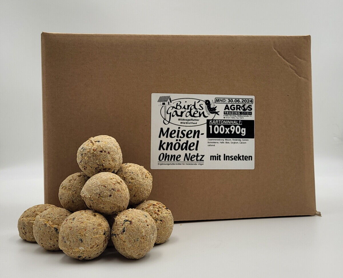 Futterbauer  ca.  100x 90g Meisenknödel mit Insekten ohne Netz Vogelfutter Wildv