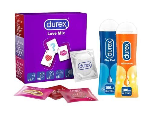 Durex Love Mischpack mit verschiedenen Durex  Kondomen und Gleitgel