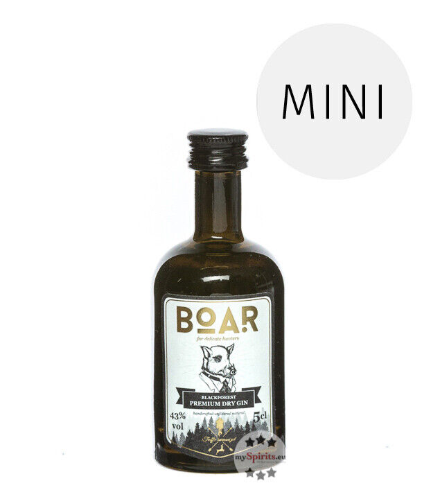Boar Gin Blackforest Premium Dry Gin Miniatur / 43 % Vol. / 0,05 Liter-Flasche