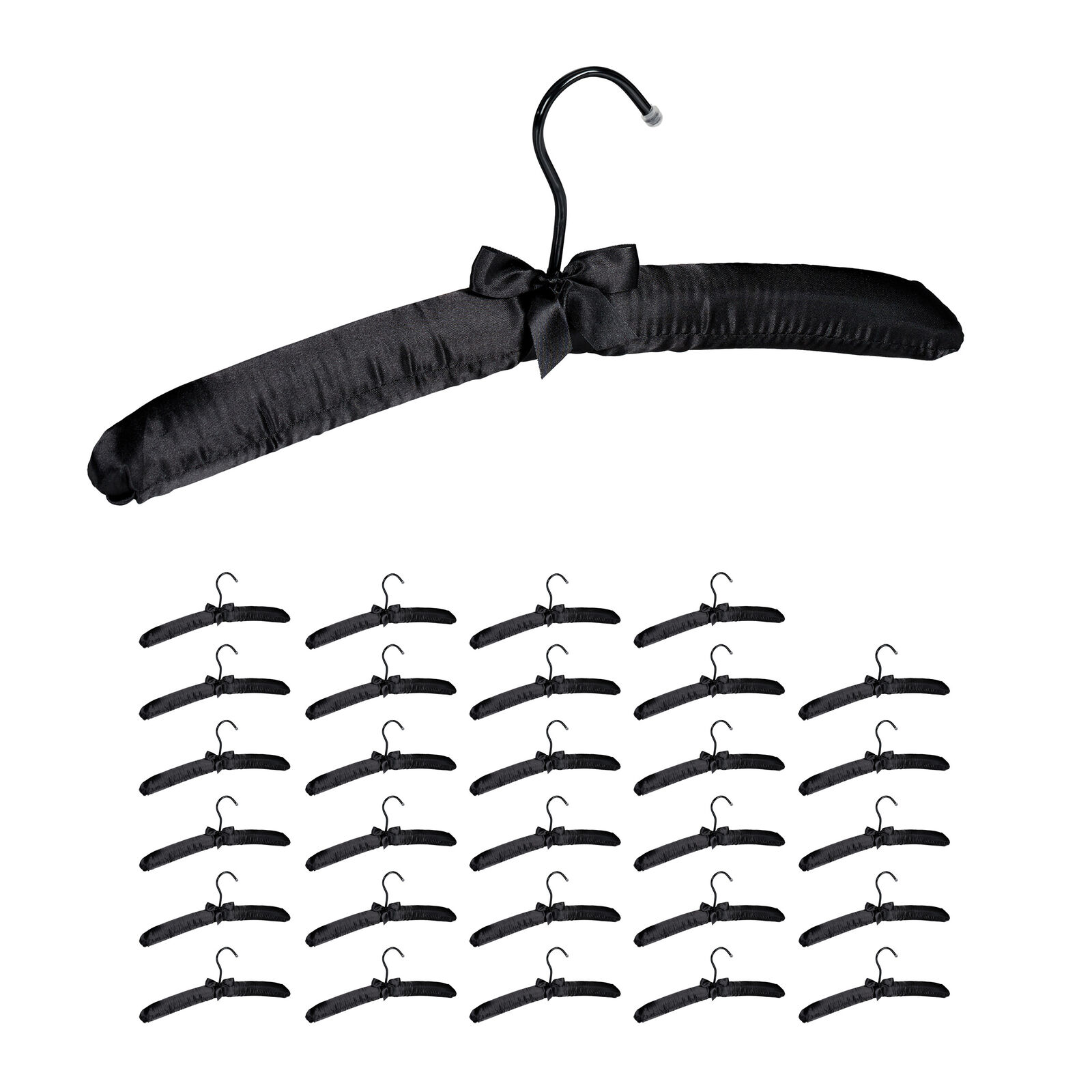 30 x Kleiderbügel Satin schwarz, Jackenbügel gepolstert, Blusenbügel, Hanger