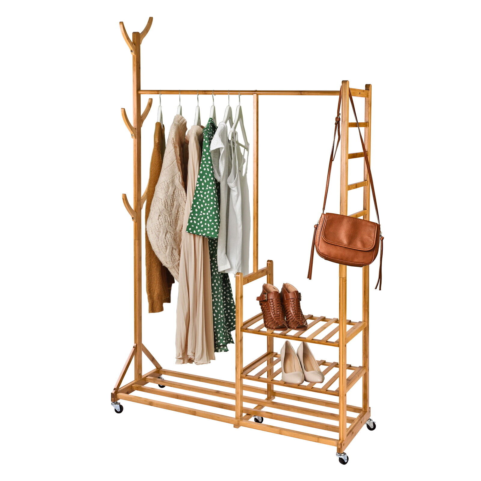 Holz Garderobenständer Rollgarderobe Garderobe Kleiderständer Nizza 100cm breit