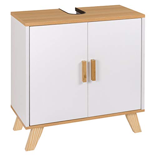 Esituro Sbp0026 Waschbeckenunterschrank Badschrank Mit Siphonausschnitt Waschtischschrank Badzimmerschrank Badregal Aufbewahrungsschrank Verstellbare 