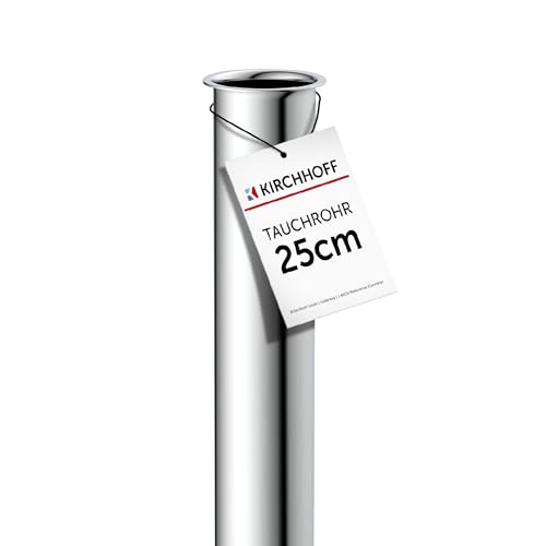 Kirchhoff 98848118 Tauchrohr Für Siphon 25Cm Chrom, Rohr Verlängerung 250Mm Für Flaschensiphon Und Röhrensiphon, 1 1/4 Zoll, Extralanges Zusatzrohr Fü