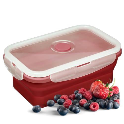 Westmark Frischhaltedose, Mikrowellen- U. Tiefkühlgeeignet, Faltbar, Fassungsvermögen: 750 Ml, Kunststoff/Silikon, Rot/Weiß/Transparent, 21332270
