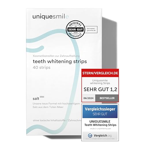 Uniquesmile Zahnaufhellung Whitening Strips - Bleaching Zähne - Frei Von Peroxid - Zahnaufhellung Innovative Formel Mit Natürlichen Inhaltsstoffen (Sp