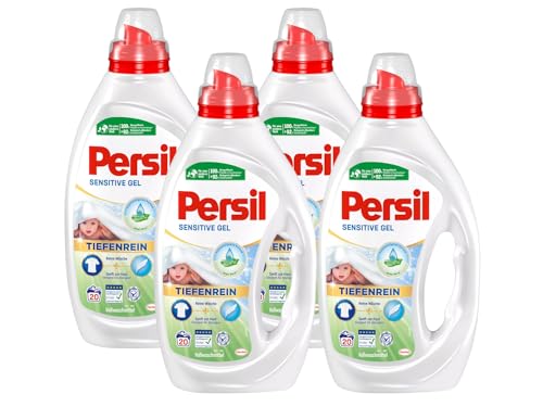 Persil Sensitive Gel 80 Wl (4 X 20 Waschladungen), Flüssigwaschmittel Für Allergiker & Babys, Mit Beruhigender Aloe Vera Für Sensible Haut, Effektiv V