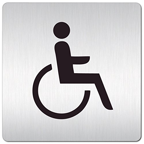 Türschilder24 Xxl Schild - Türschild • 125 X 125 Mm • Behinderten Toilette - Rollstuhl • 1,5 Mm Aluminium Vollmaterial • 100% Made In Germany