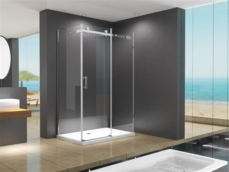 U Form Duschkabine / Dusche / Duschwand Ida 100 x 80 x 195 cm ohne Duschtasse