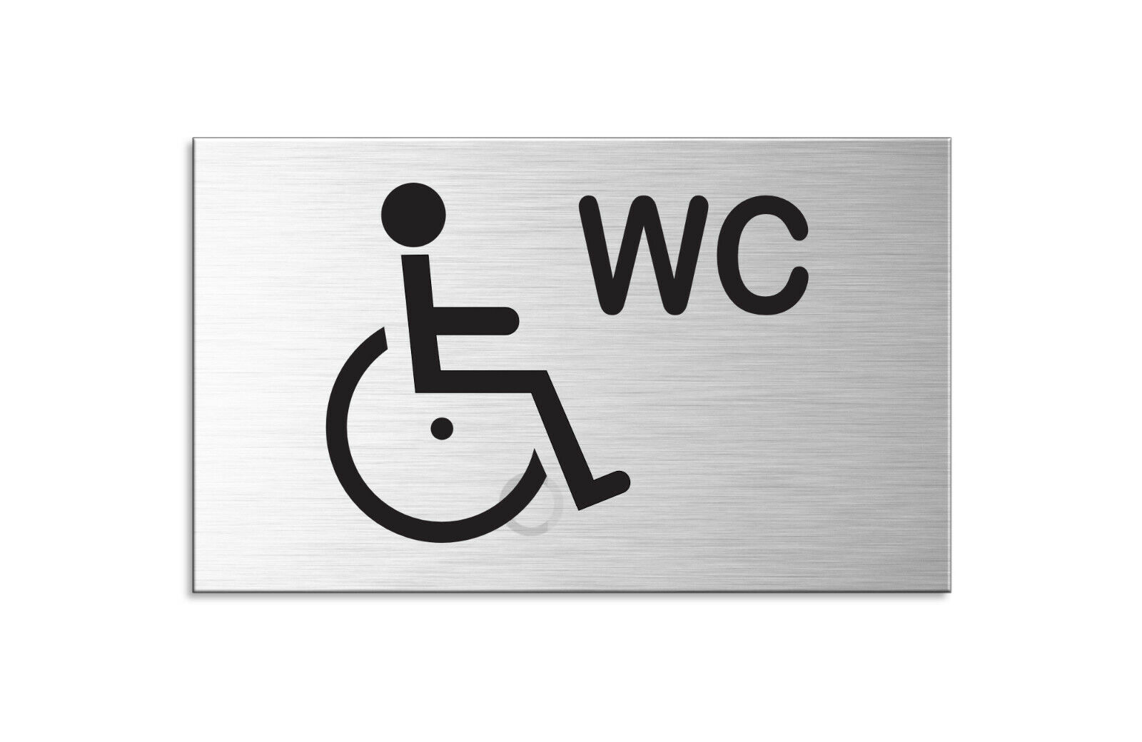 Schild Behinderten WC Hinweisschild Toilettenschild Edelstahloptik 6x10 cm