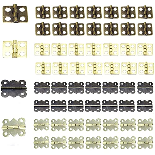 Guador 100 Stück Mini Scharniere,Messing Scharnier Klappbar Türangeln Edelstahl Türscharnier Messingscharniere Klein Möbelscharniere Für Bastelarbeite