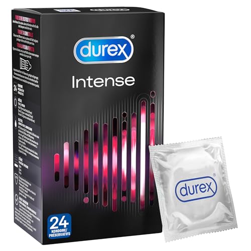 Durex Intense Kondome – Perfekter Sitz & Leichtes Abrollen - Mit Noppen, Rippen & Mit Desirex-Gel Befeuchtet – Angenehmes Minzaroma – 24Er Pack (1 X 2