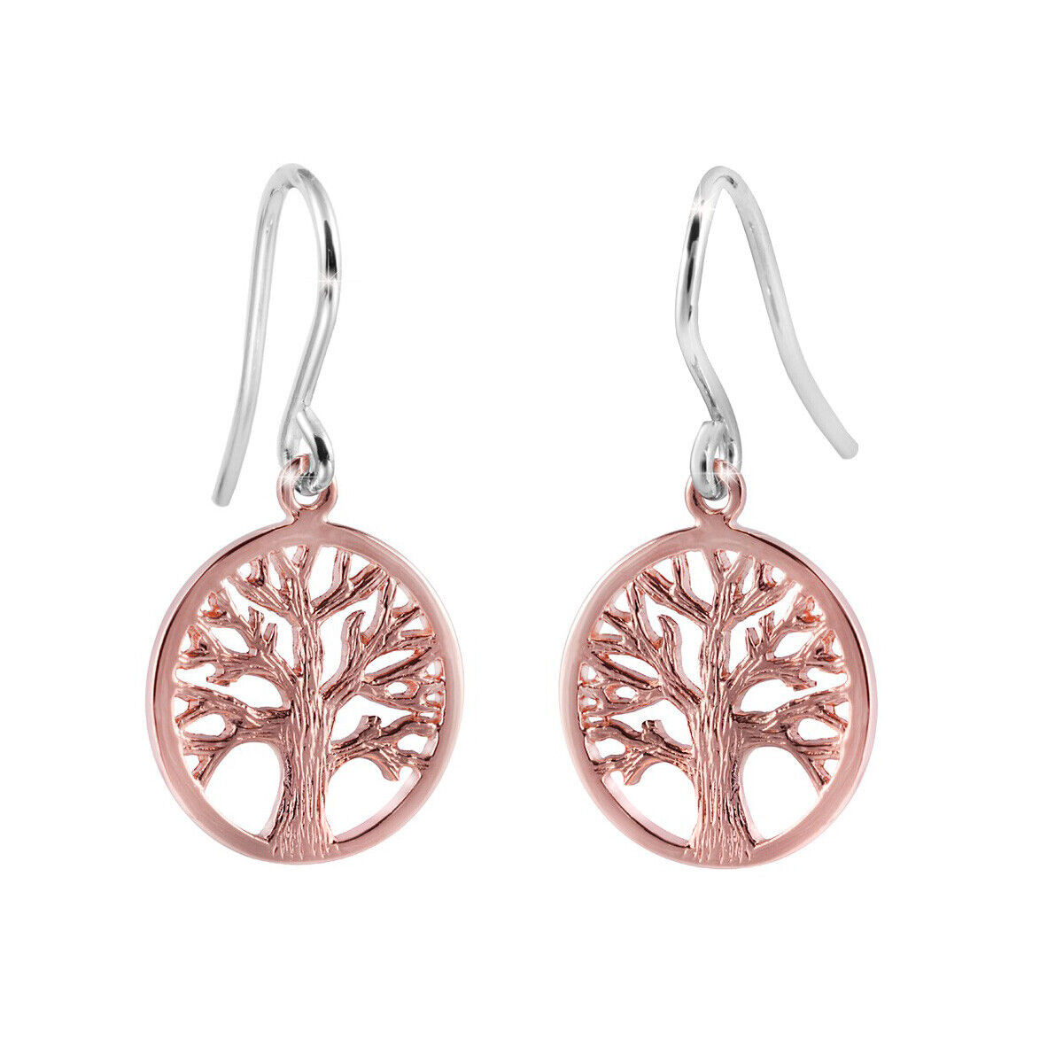 MATERIA Damen Mädchen Ohrhänger Lebensbaum Rosegold Ohrringe 925 Silber keltisch