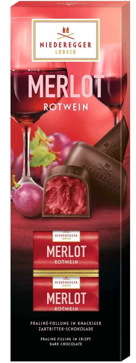 Niederegger Merlot Rotwein Pralinen Zartbitter Schokolade - 100 Gramm